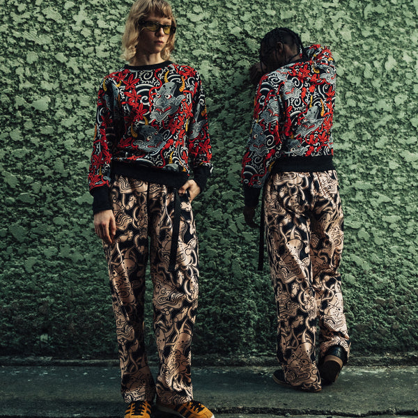 Guy Le Tattooer Hannya Belted Trousers